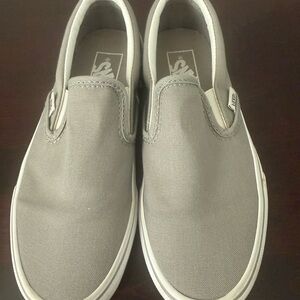 Vans Slip On Gray, White Sole Mens 4.5 EUC